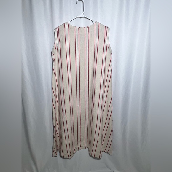 ICHI ANTIQUITES LINEN STRIPE SLEEVELESS DRESS - Picture 2 of 11